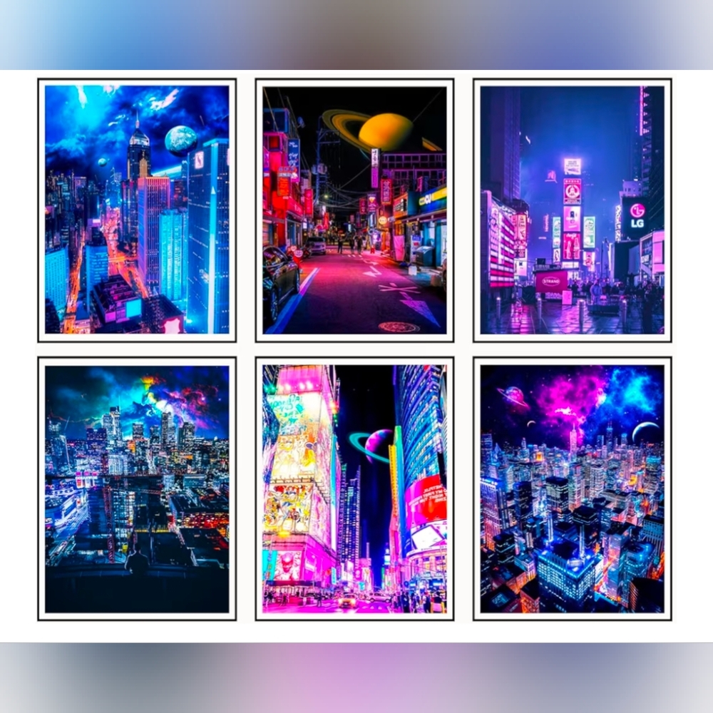 New Set Of 6 Vibrant Cityscape Art Prints